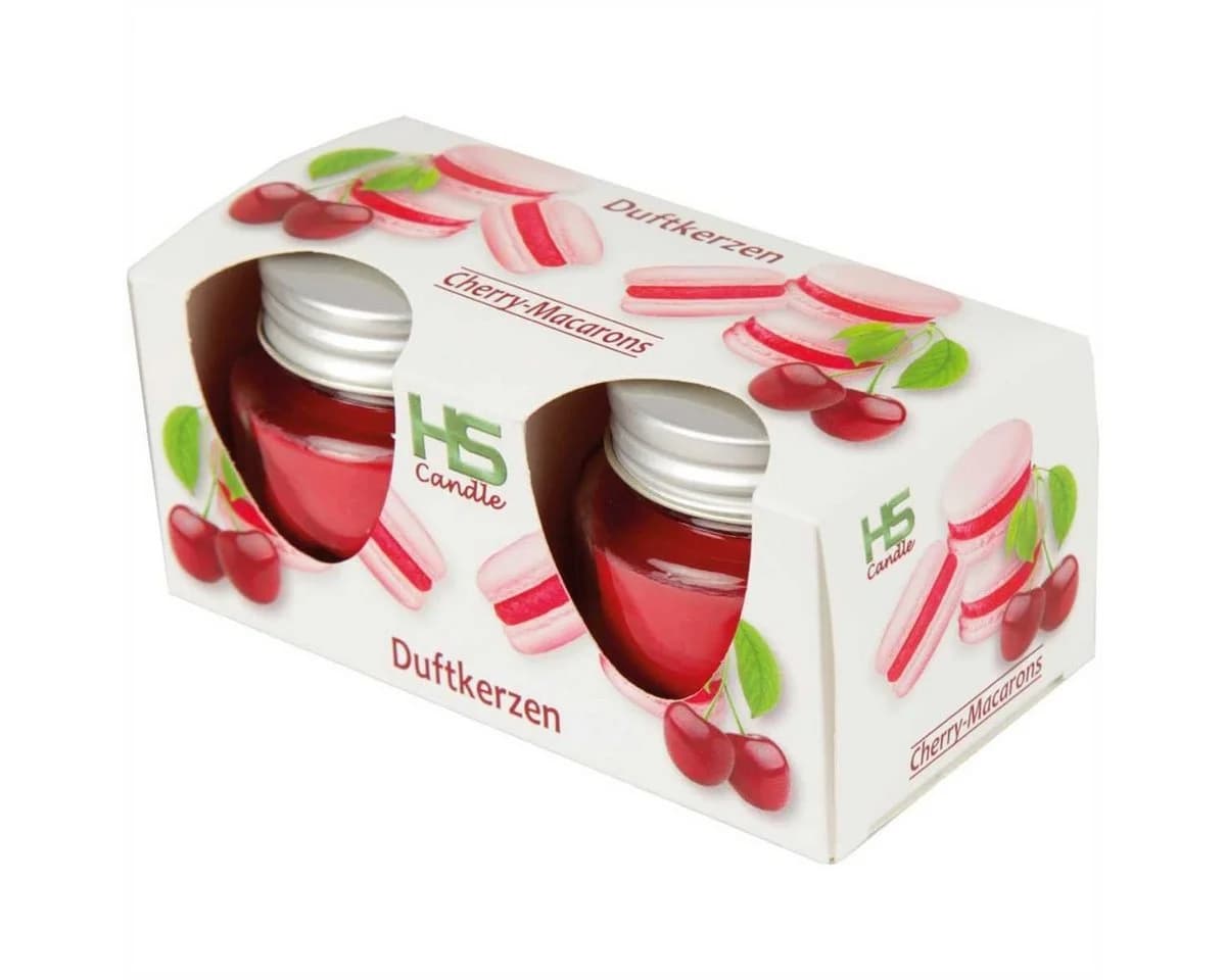 HS Candle Duftkerze Raumduft 2er-Pack Rot Glas mit Deckel - Bild 2