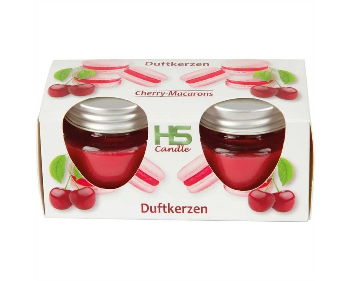 HS Candle Duftkerze Raumduft 2er-Pack Rot Glas mit Deckel - Bild 3