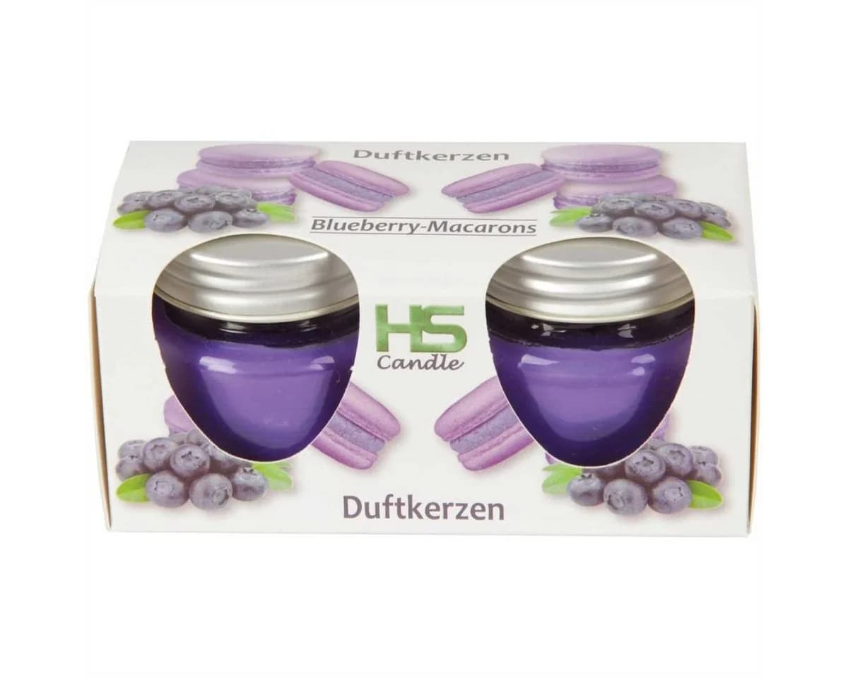 HS Candle Duftkerze mit Deckel 2-tlg. Macaron Blaubeere Violett