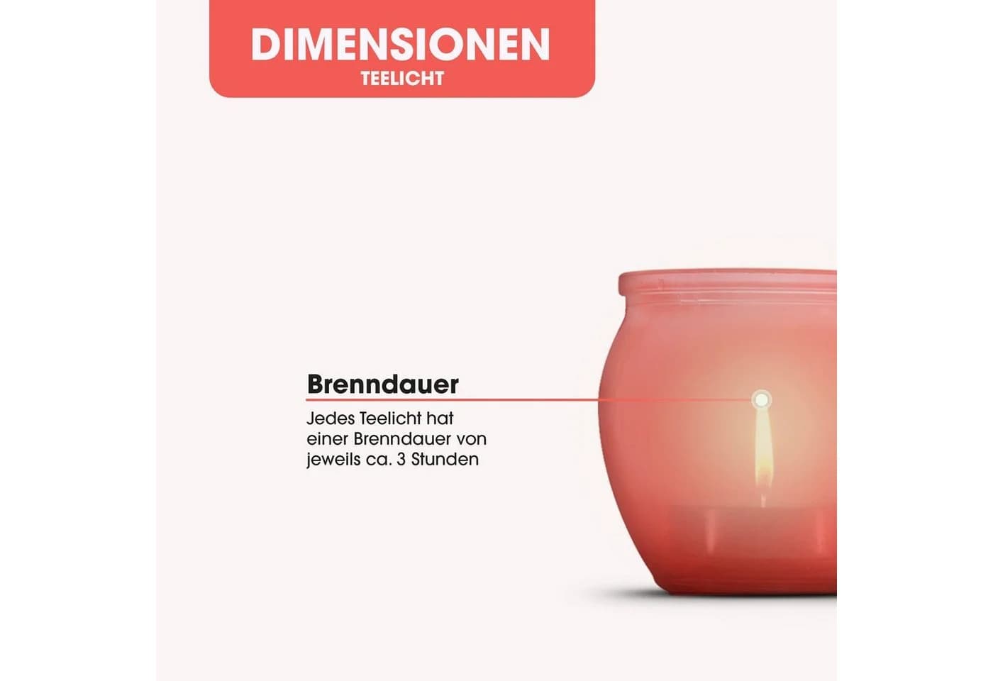 HS Candle Windlicht Set 4-teilig Glas Apricot mit Teelichtern - Bild 4