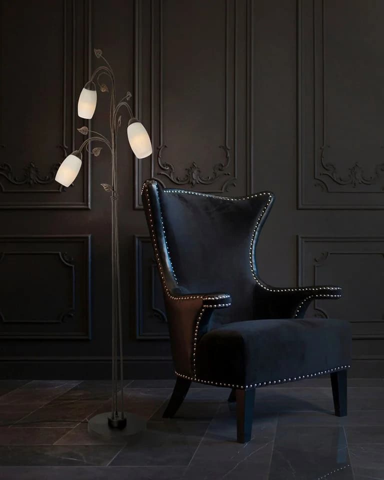 NOWA Stehlampe VENEZIA Rostfarben Weiß Glas E14 Antik