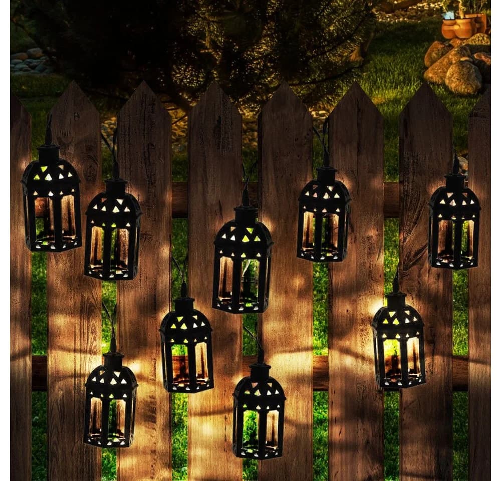 NOWA Solar-Lichterkette 10x LED Laterne Schwarz Warmweiß - Bild 2