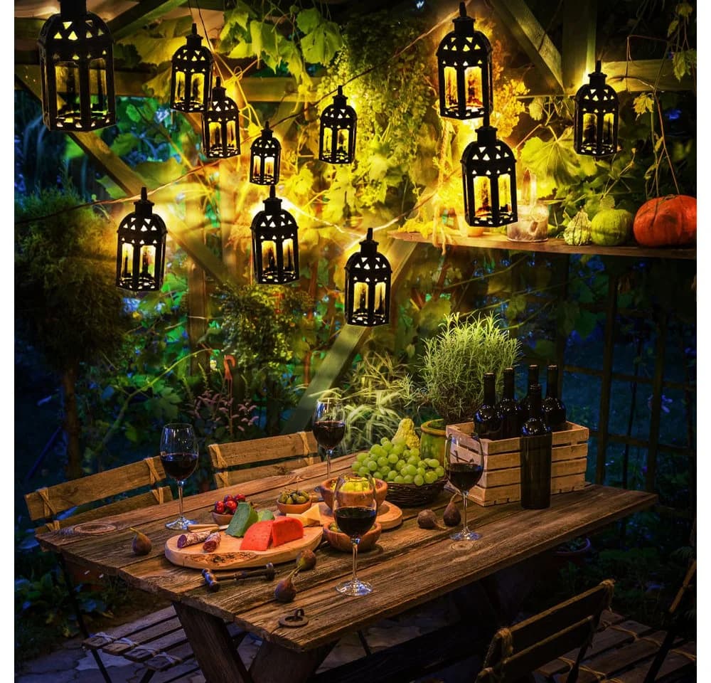 NOWA Solar-Lichterkette 10x LED Laterne Schwarz Warmweiß - Bild 3