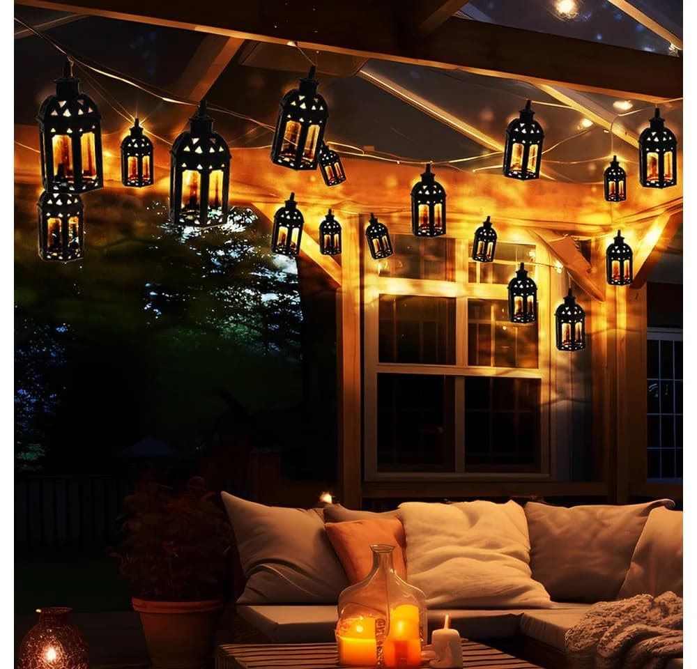 NOWA Solar-Lichterkette 10x LED Laterne Schwarz Warmweiß - Bild 4