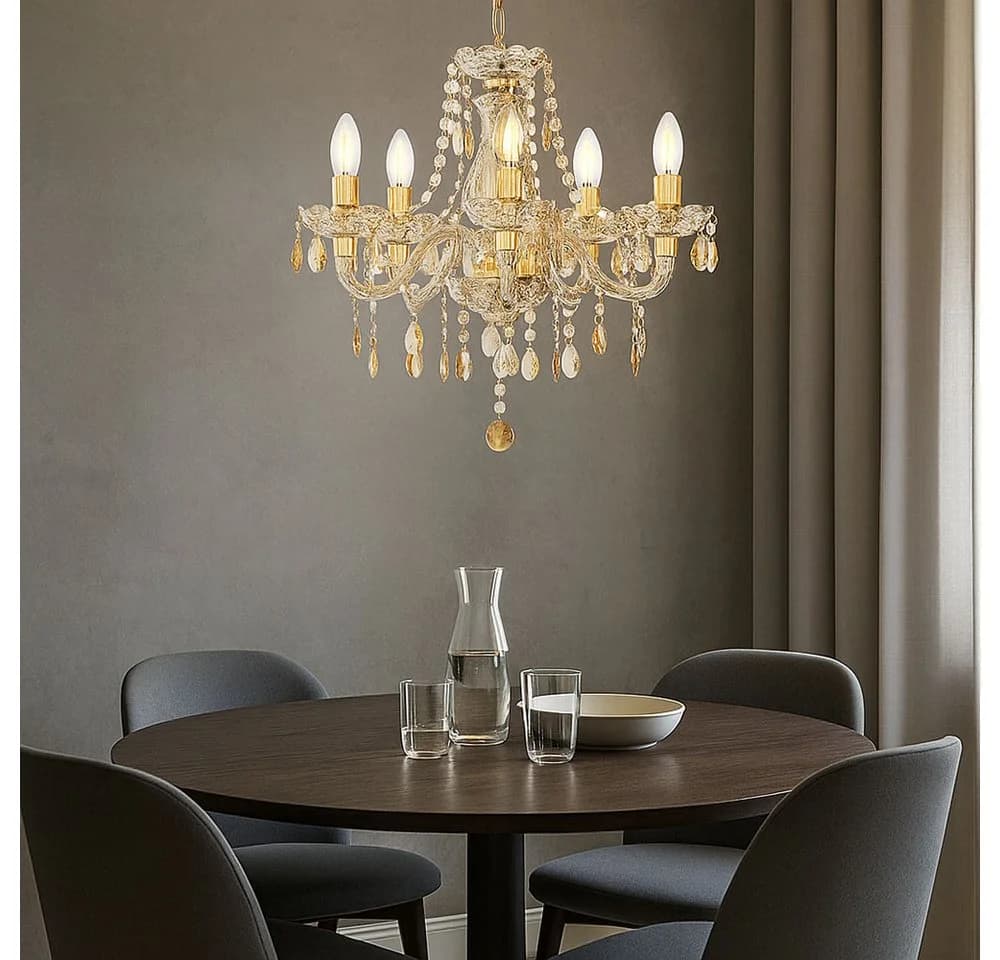 GLOBO Lighting Kronleuchter MARIE Gold Acrylkristalle Hängeleuchte - Bild 5