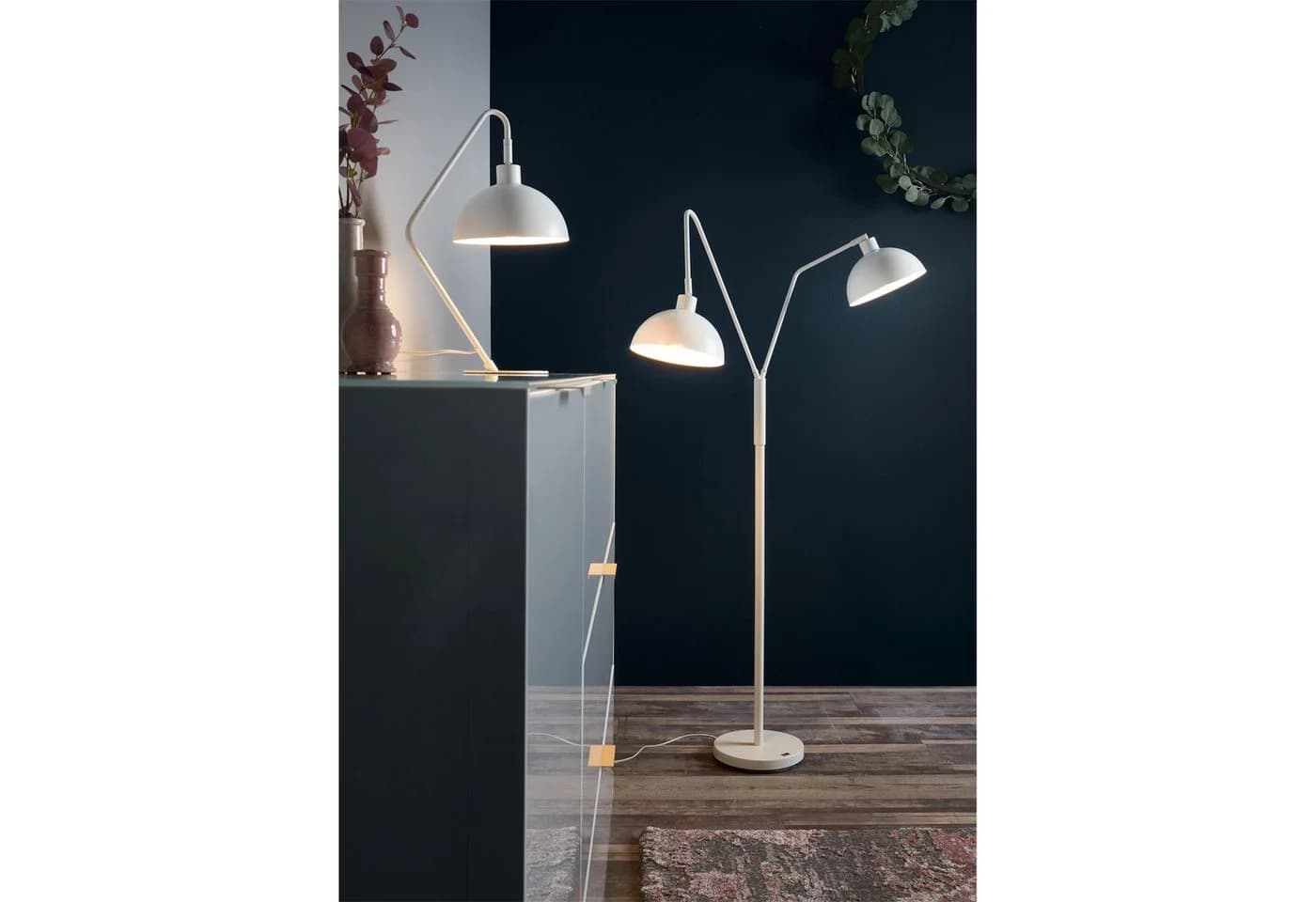 NOWA Stehlampe Twin Weiß Industrie-Look 2-flammig E27 - Bild 3