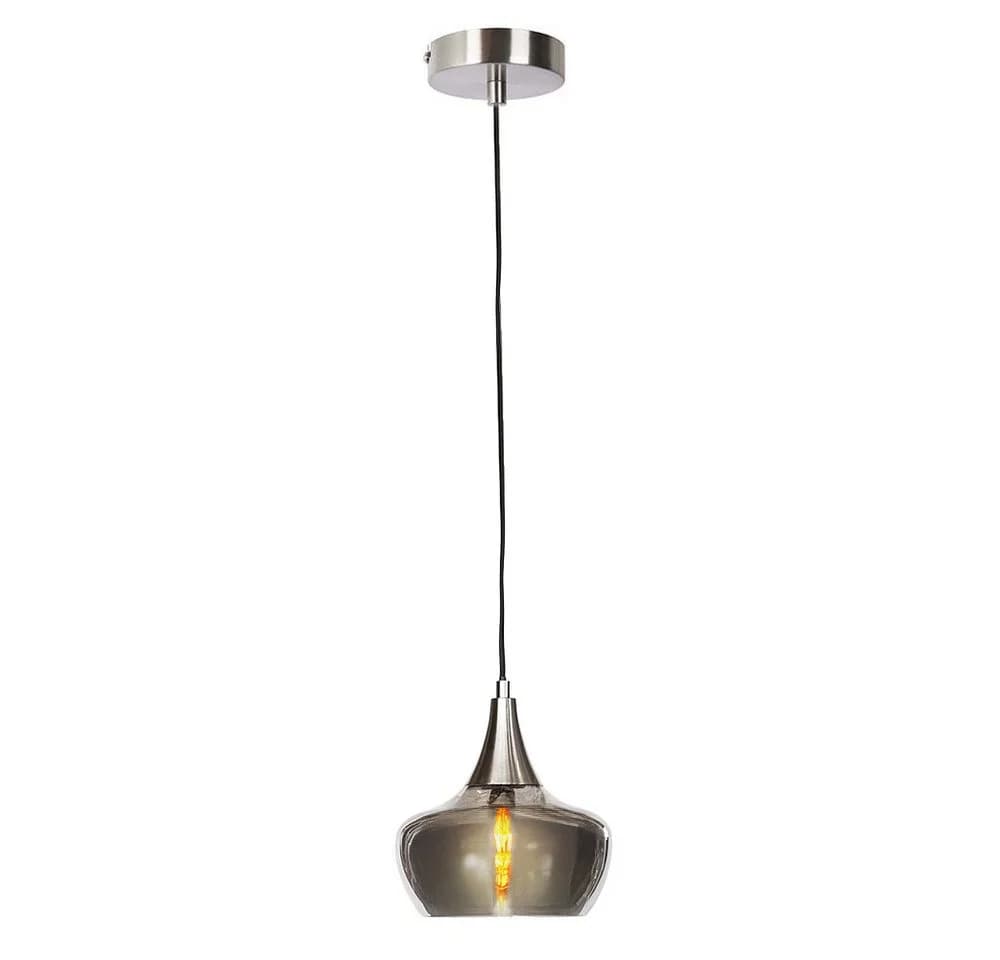 NOWA Pendelleuchte Nickel Glas rauchfarben