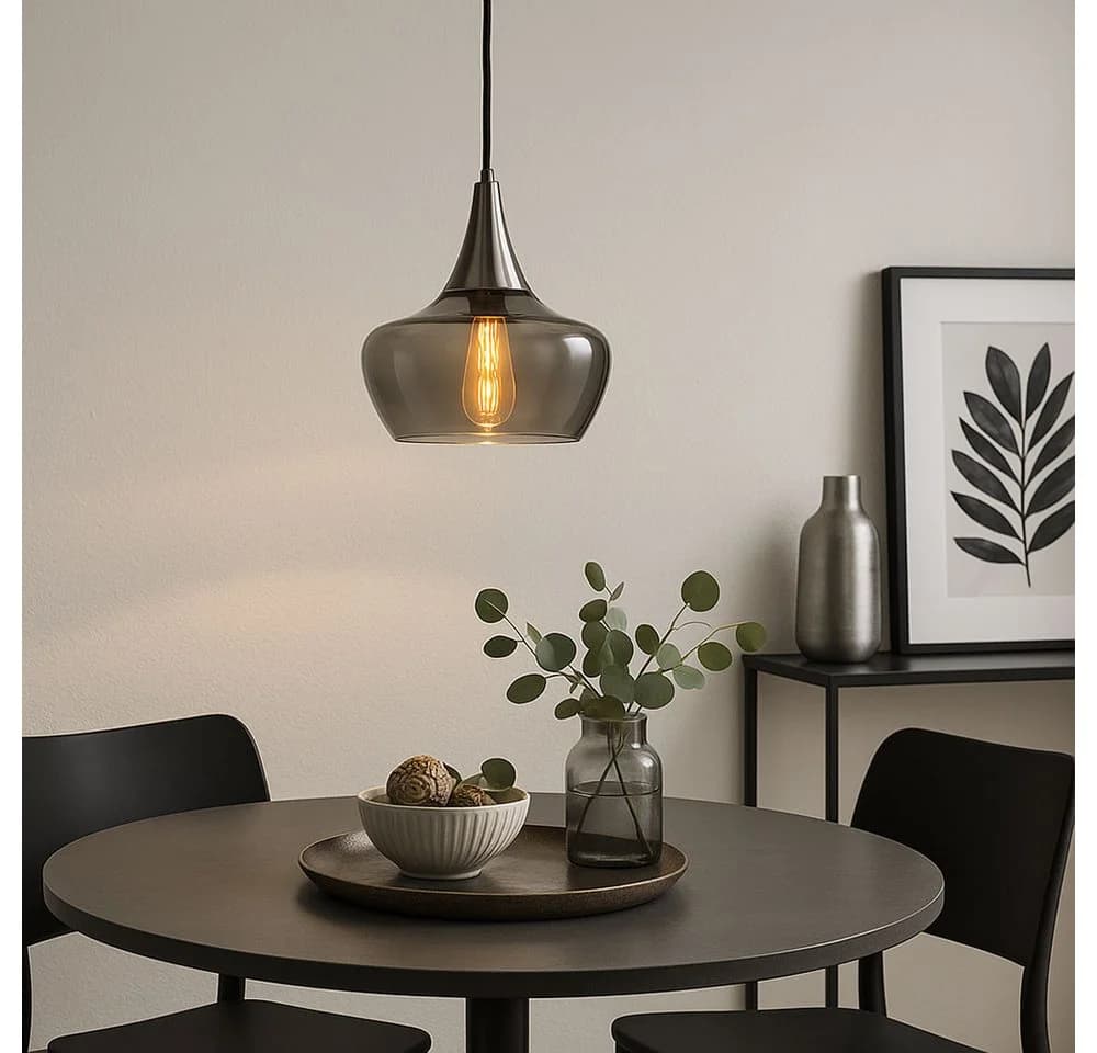 NOWA Pendelleuchte Nickel Glas rauchfarben - Bild 3