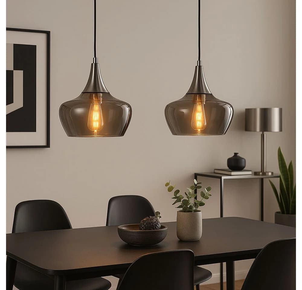 NOWA Pendelleuchte Nickel Glas rauchfarben - Bild 4