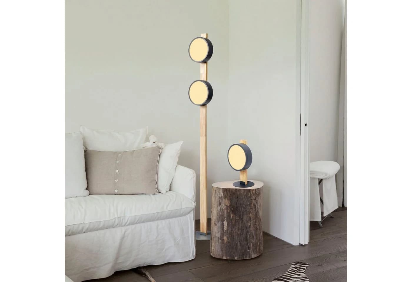 andas LED Stehlampe Fjälla Warmweiß Holz Metall Anthrazit - Bild 2