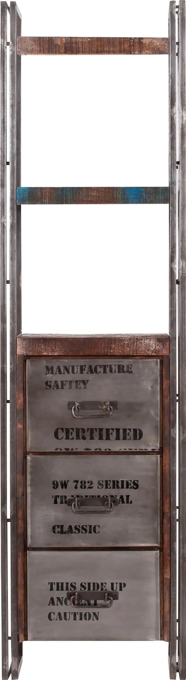 GUTMANN FACTORY Titan Bürorregal Antikbraun Massivholz Metall