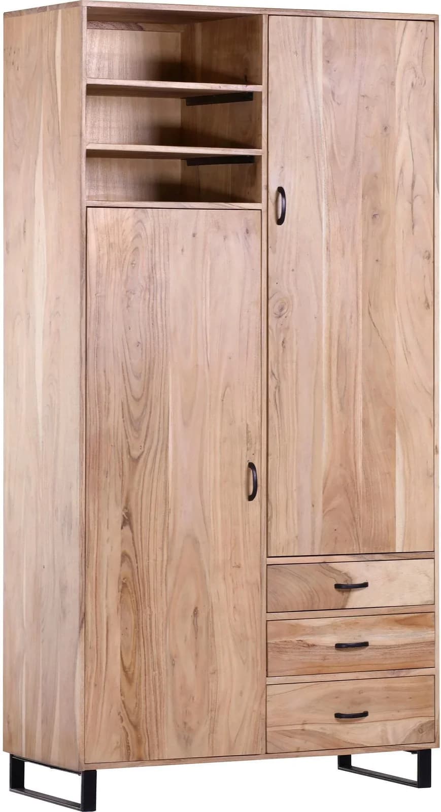 GUTMANN FACTORY Stauraumschrank Georgia Beige Massivholz Akazie