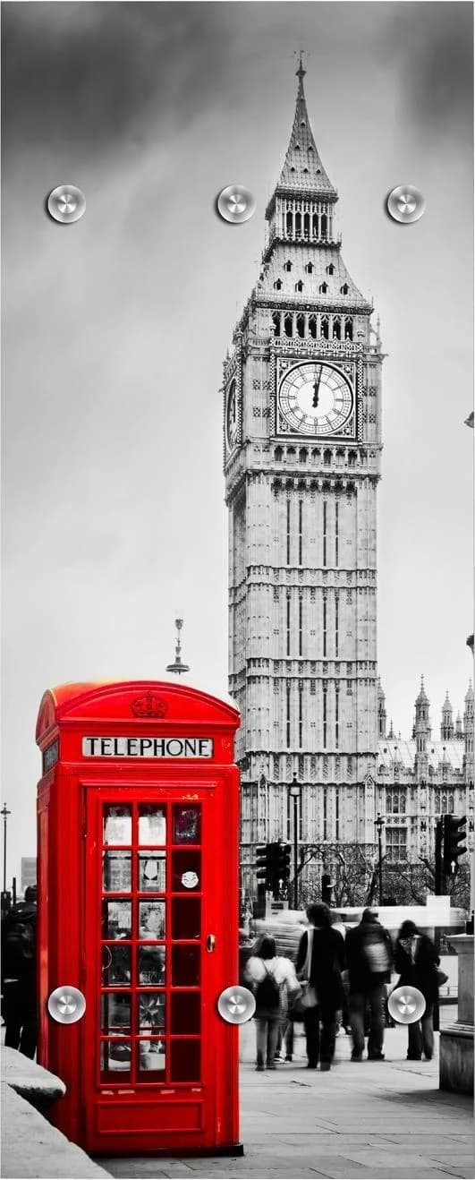 Garderobenleiste QUEENCE London grau rot mit 6 Haken