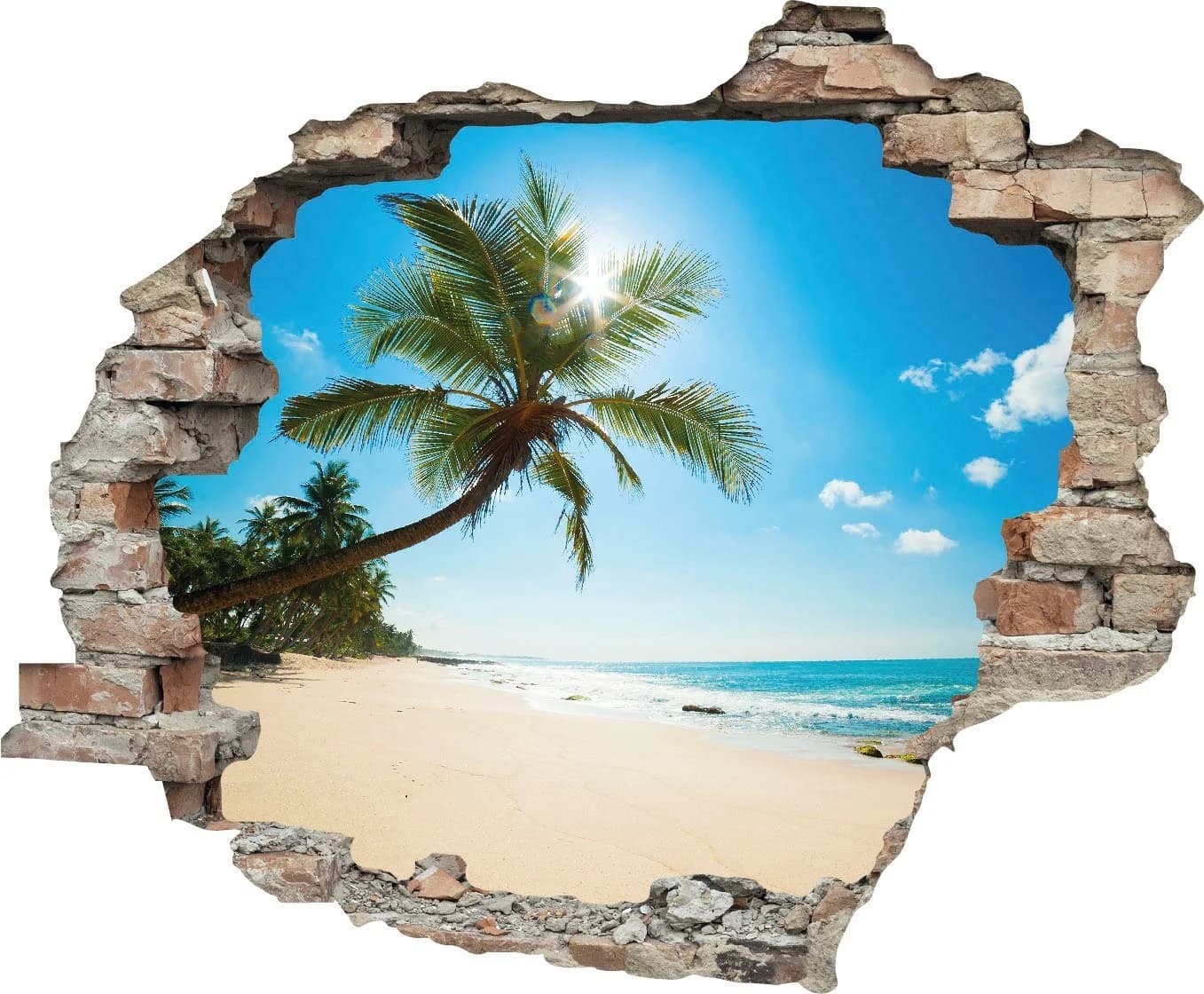 queence Wandtattoo Paradies Blau 3D-Effekt Wanddurchbruch - Bild 2