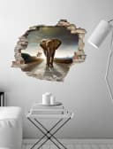 queence Wandtattoo Elefant Beige 3D Wanddurchbruch Bild 1