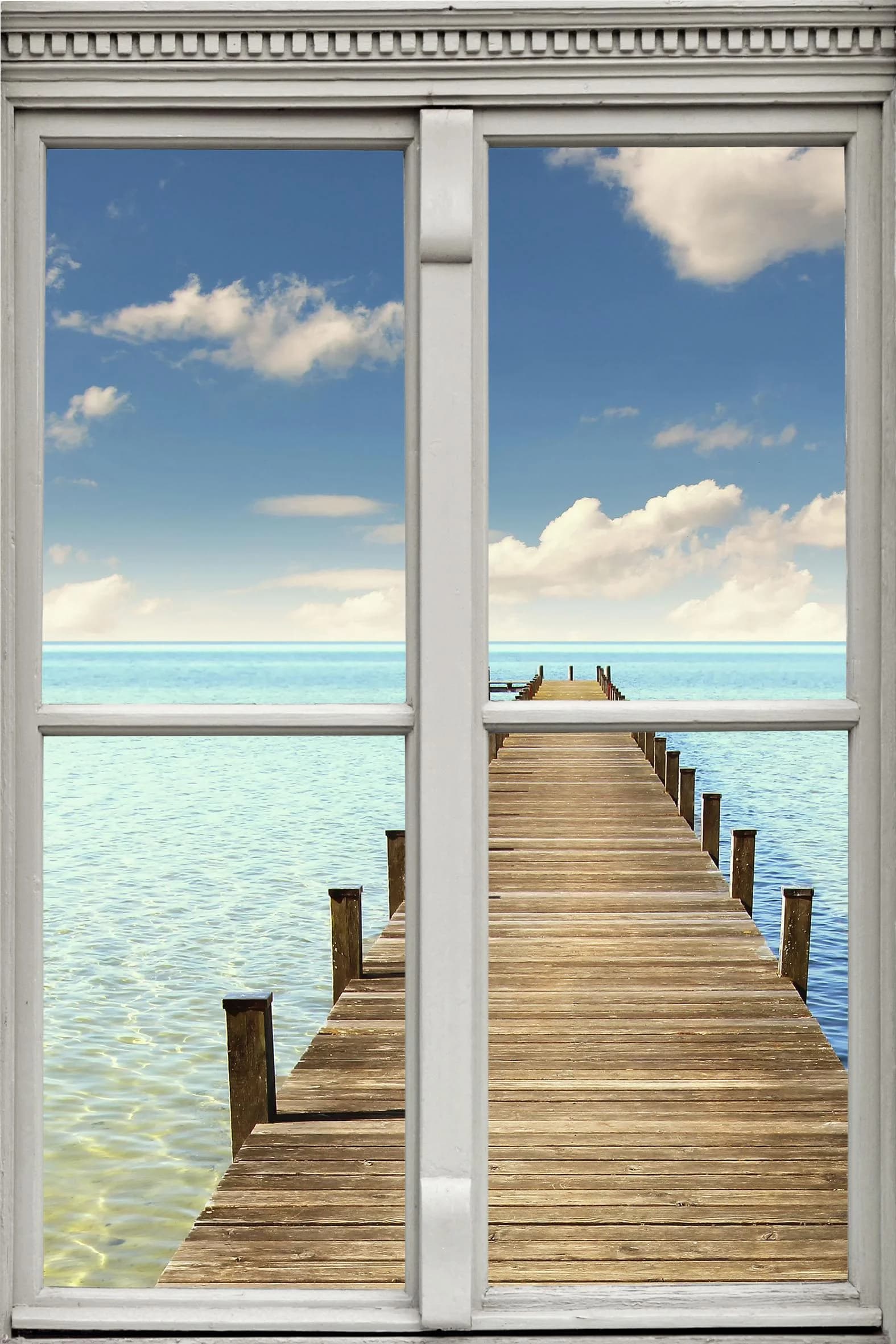 Wandsticker QUEENCE Steg ins Meer blau 3D