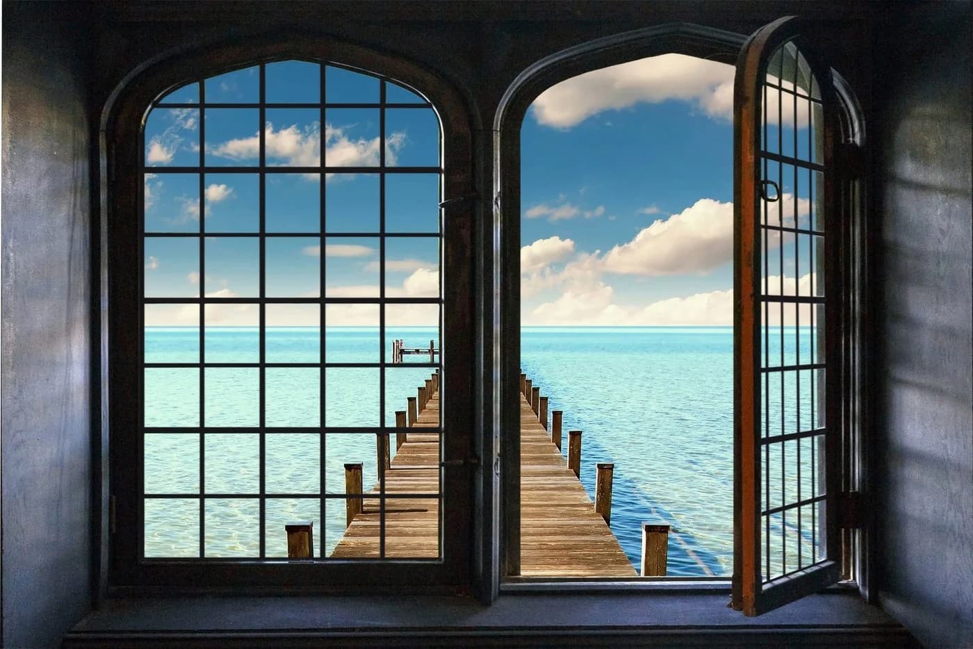 QUEENCE Wandsticker Bora Bora Blau 3D Fensterdurchbruch - Bild 2