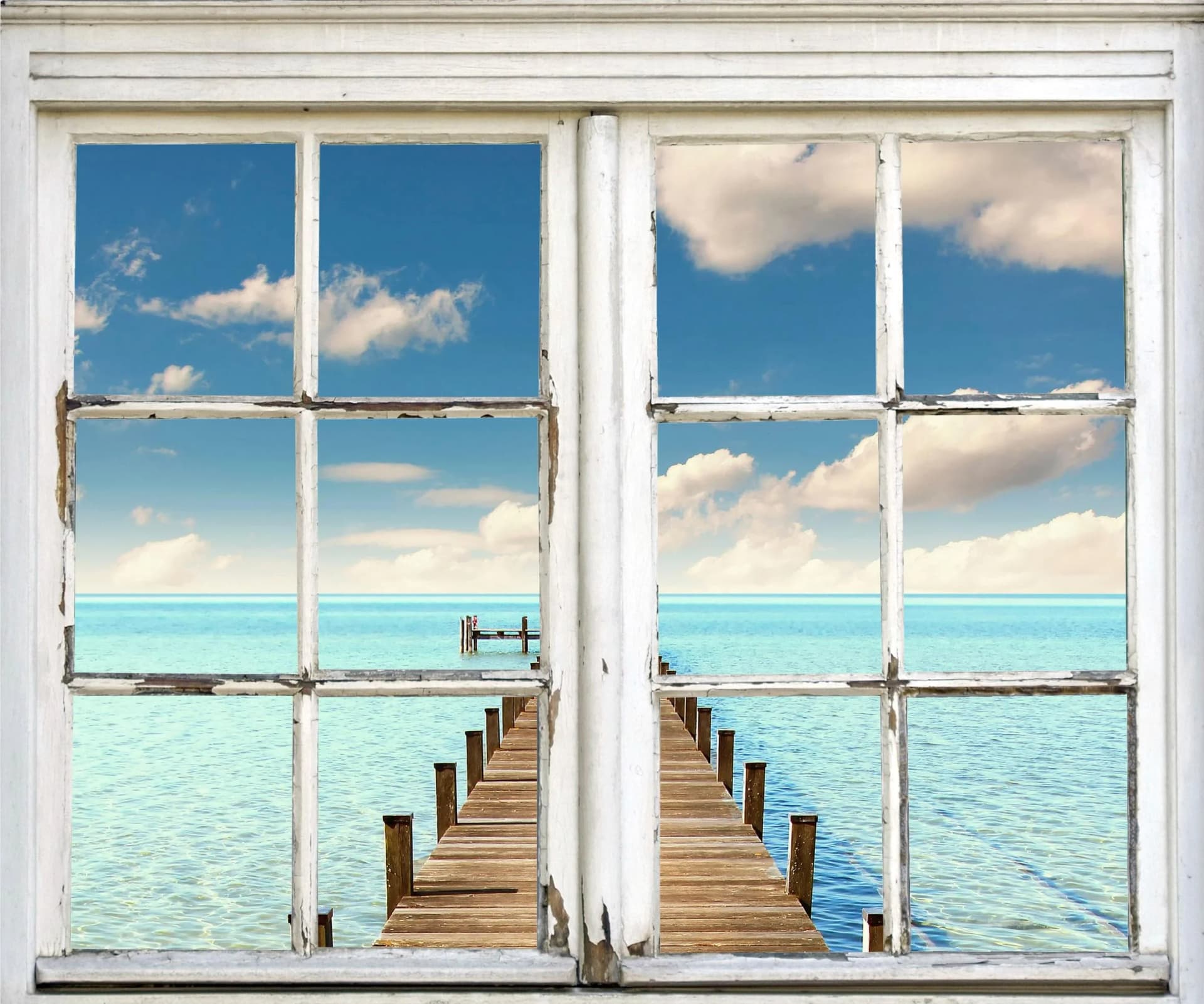 Wandsticker QUEENCE "Steg ins Meer" Blau Wandtattoo