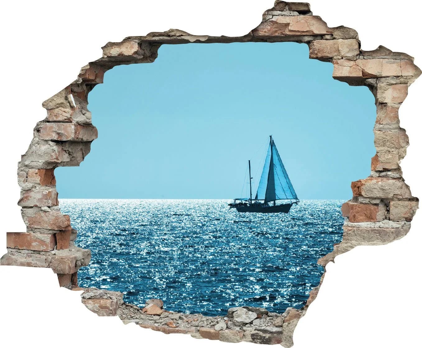 QUEENCE Wandtattoo Segelboot Blau 3D Wanddurchbruch - Bild 2
