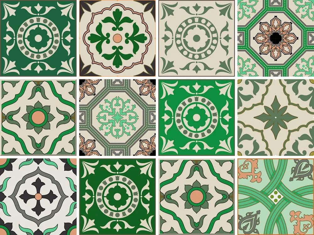 HOME AFFAIRE Fliesenaufkleber Ornamente Grün 12er Set
