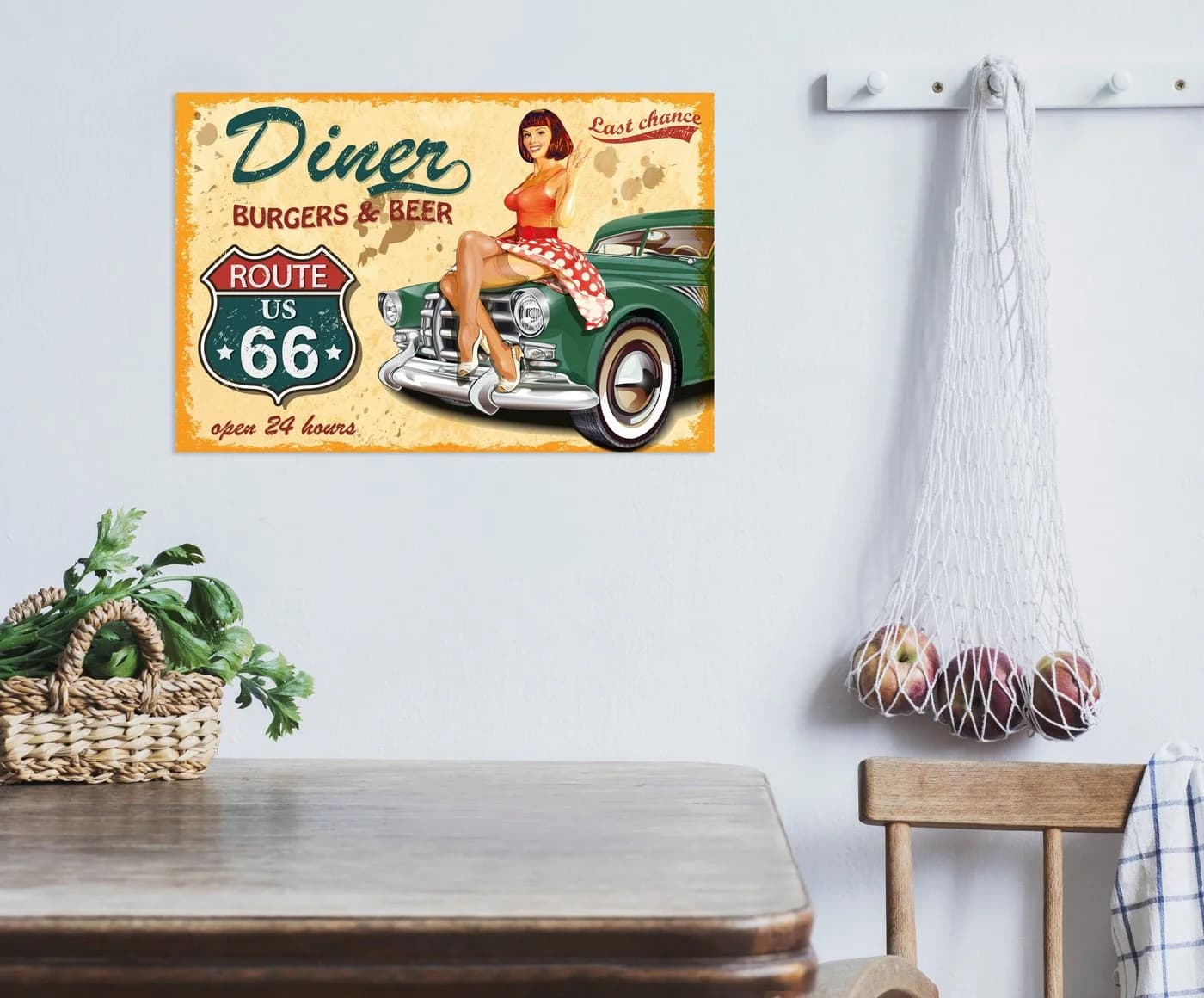 Metallbild QUEENCE Diner gelb Retro