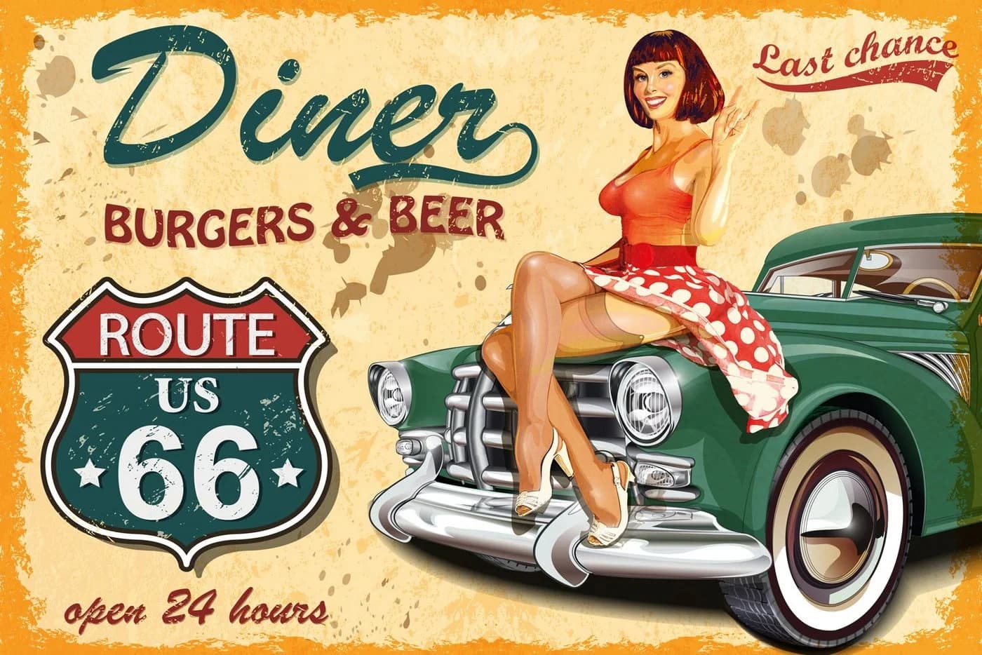 Metallbild QUEENCE Diner gelb Retro - Bild 2