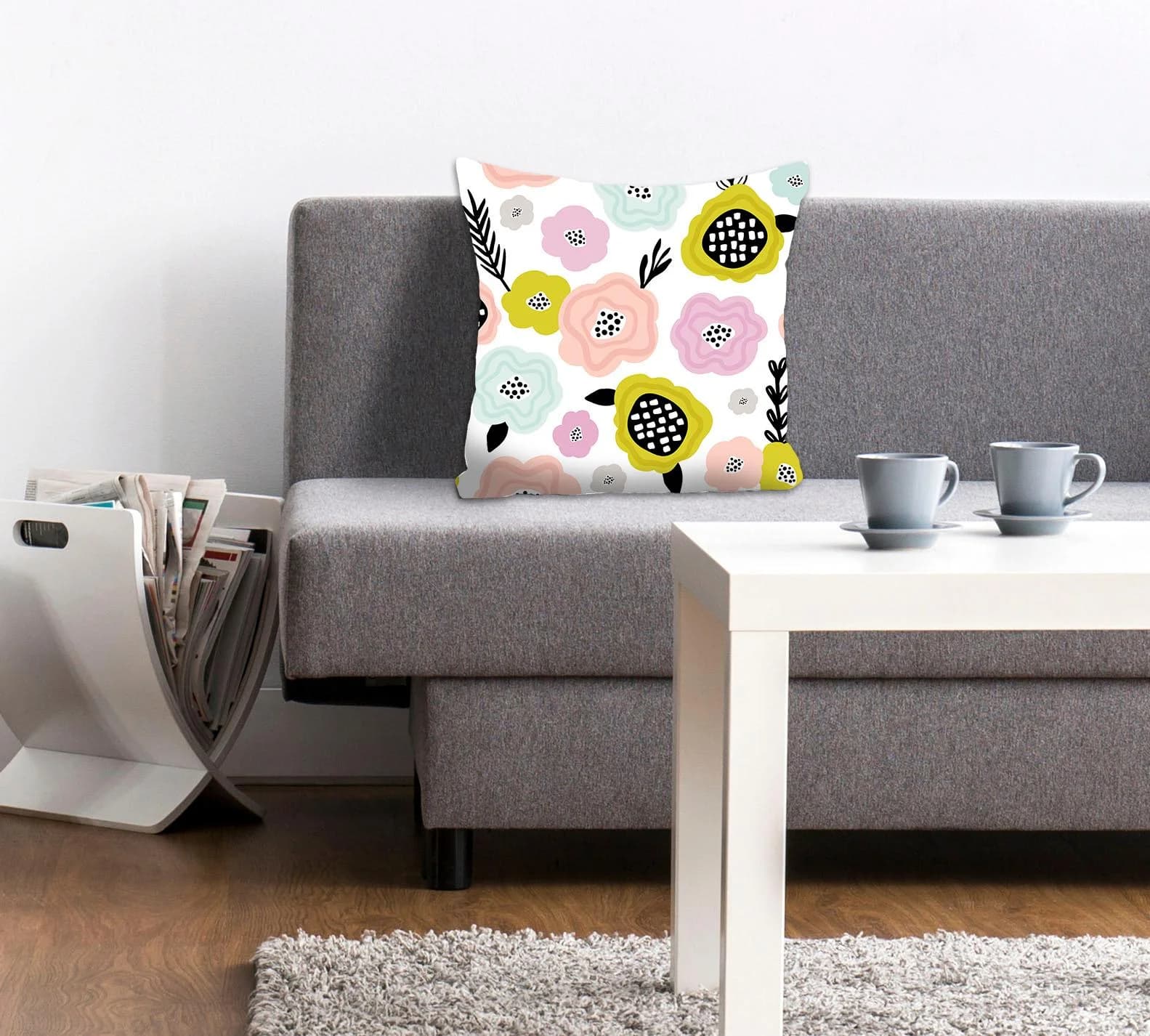 QUEENCE Dekokissenhülle Alek Bunt Blumen Polyester 40x40cm