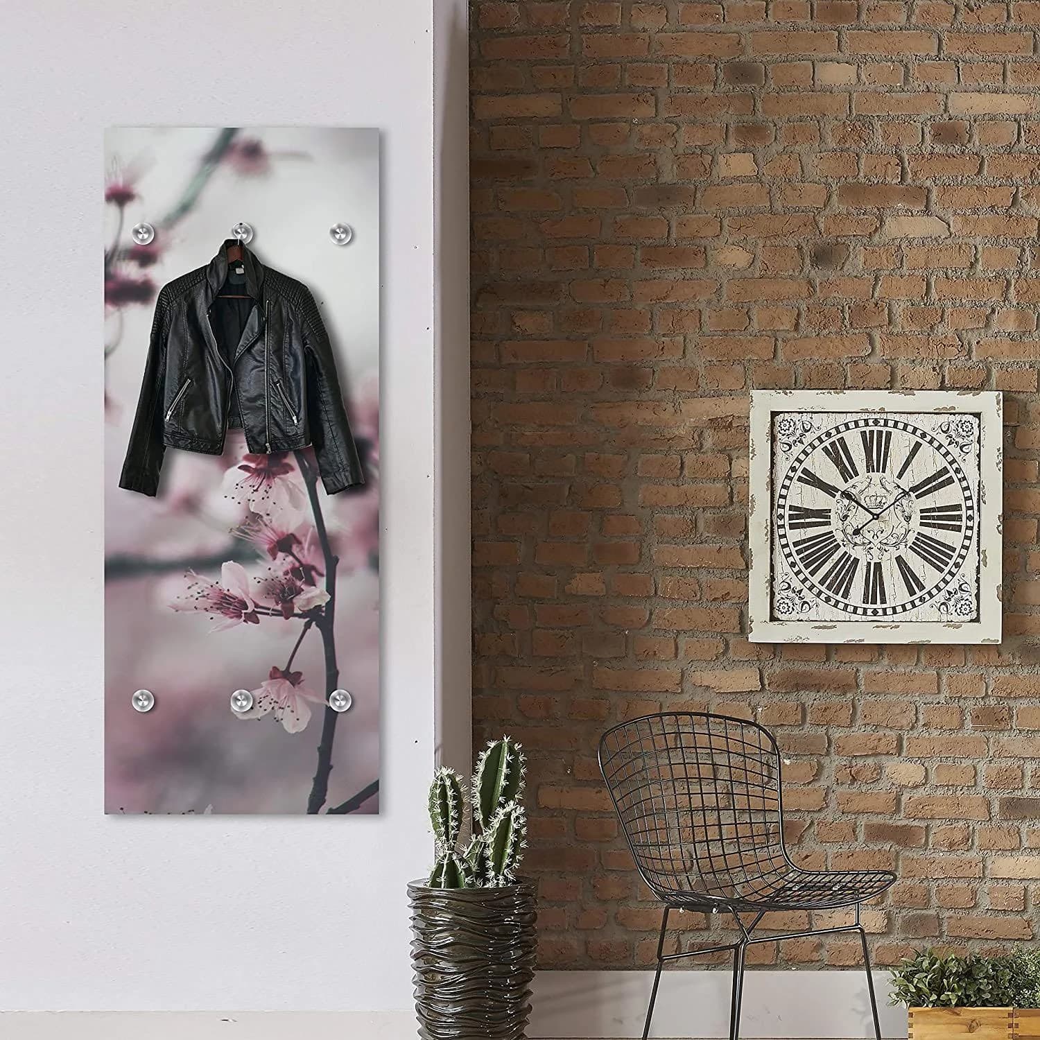 Garderobenleiste QUEENCE Violet Kirschblüten Acrylglas