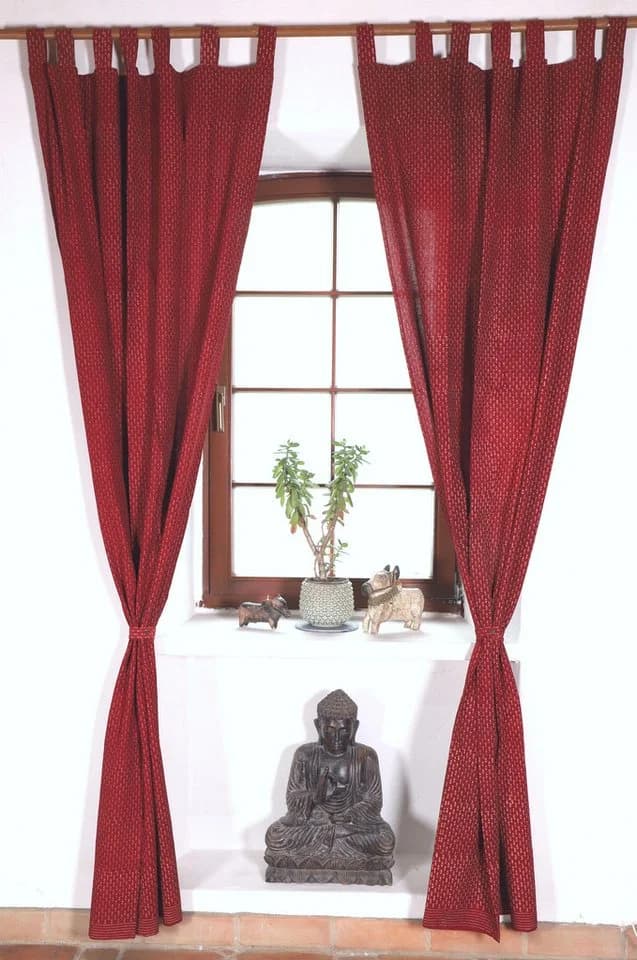 Guru-Shop Boho Vorhang Rot Gemustert 100x250 cm mit Schlaufen - Bild 3