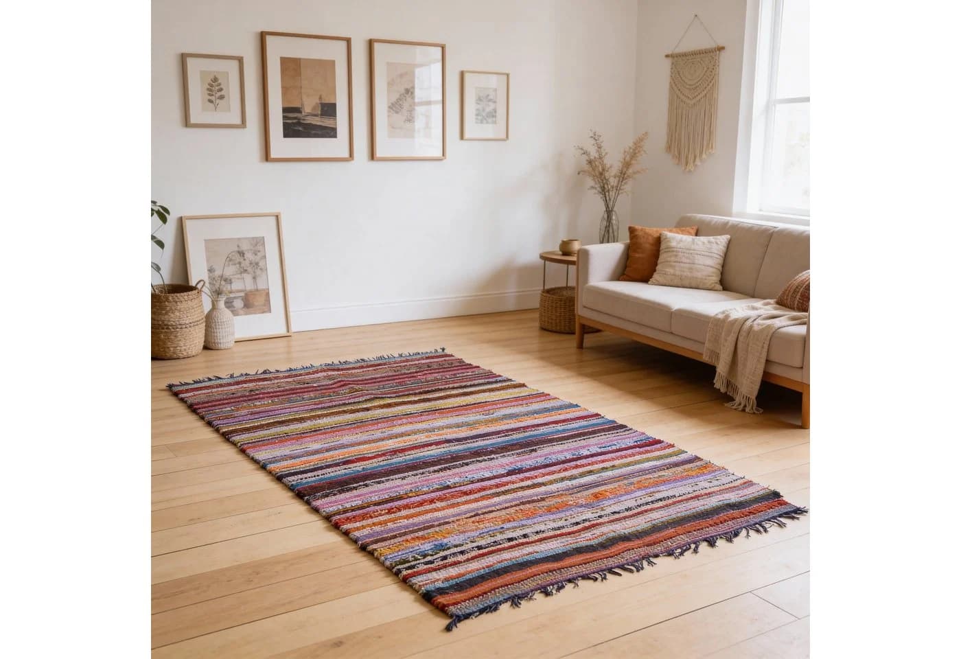 Guru-Shop Flickenteppich Blau-Bunt Streifenmuster - Bild 5