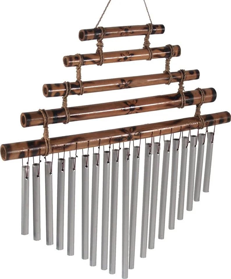 Guru-Shop Windspiel Aluminium Klangspiel Silber Bambus - Bild 2