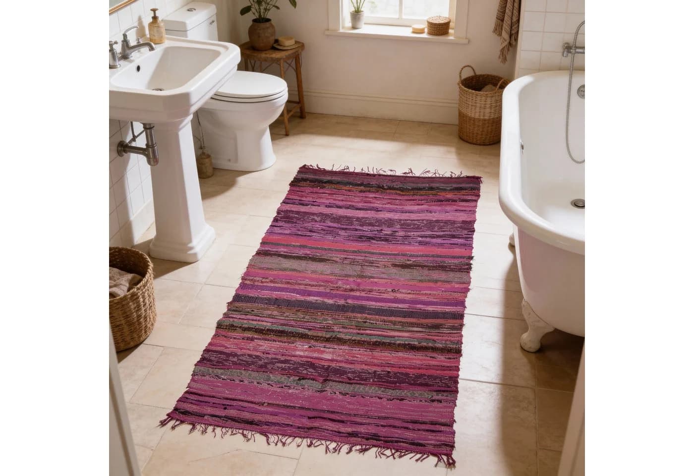 Guru-Shop Flickenteppich Bunt Gestreift 100x160 cm - Bild 3