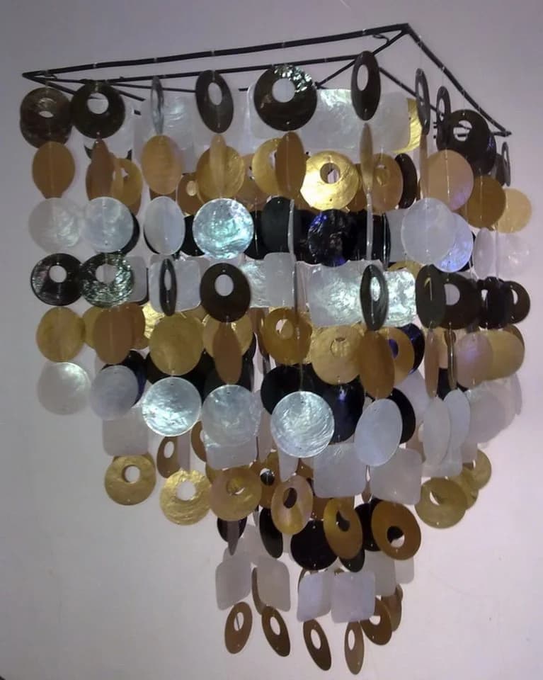 Guru-Shop Deckenleuchte Muschelleuchte Retro Schwarz-Weiß-Gold - Bild 3