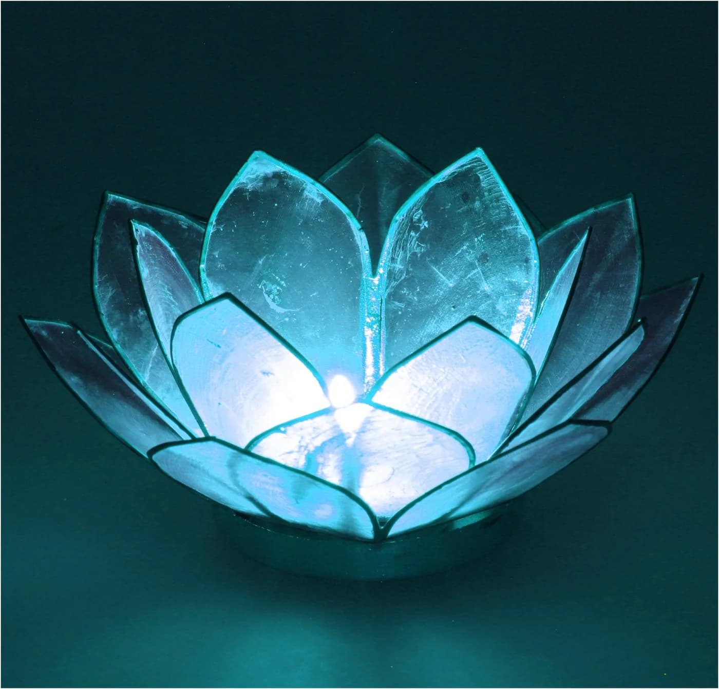 Guru-Shop Windlicht Lotus Teelicht Muschel Blau