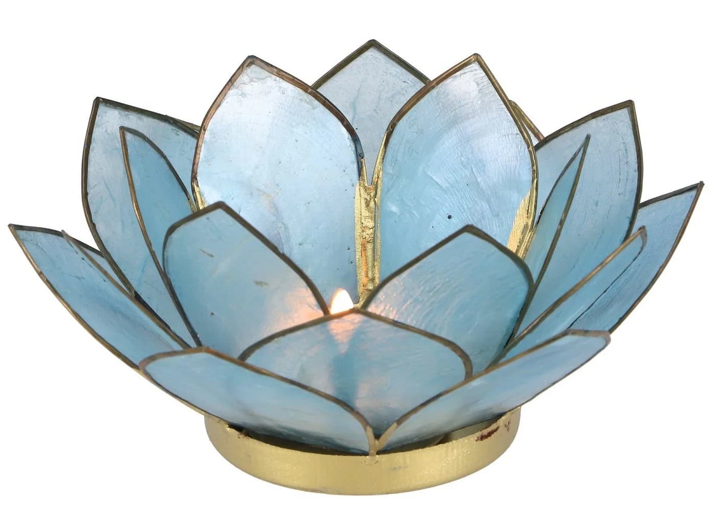 Guru-Shop Windlicht Lotus Teelicht Muschel Blau - Bild 2