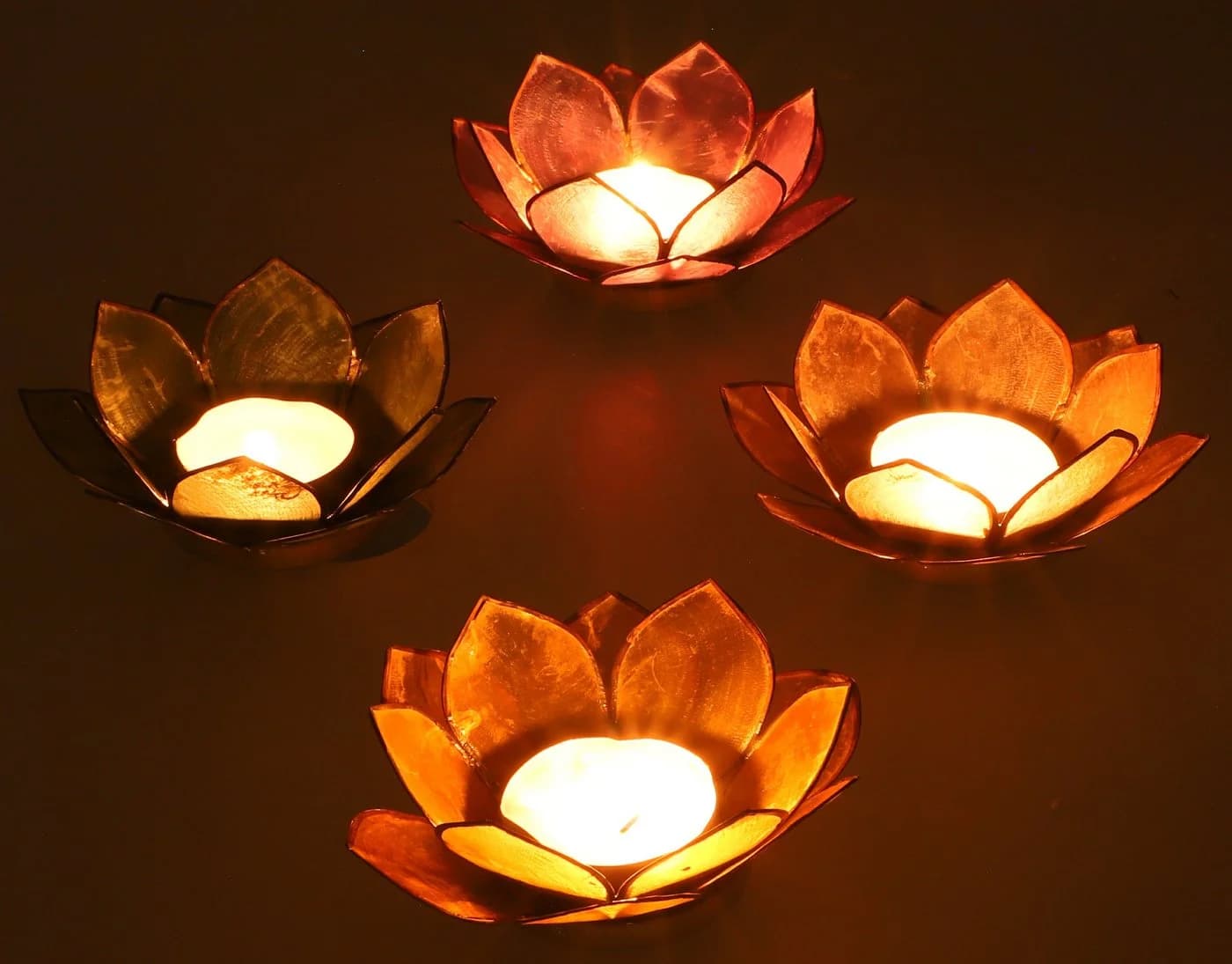 Guru-Shop Windlicht Lotus Teelicht Muschel 11 cm Goldgelb - Bild 3