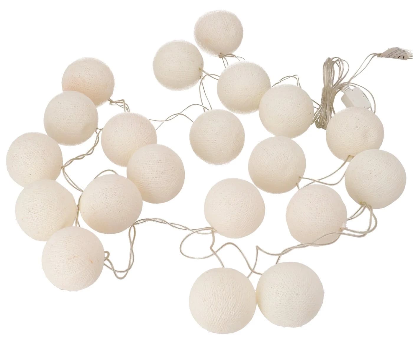 Guru-Shop LED-Lichterkette Stoff Ball 20er Kugel Weiß - Bild 2