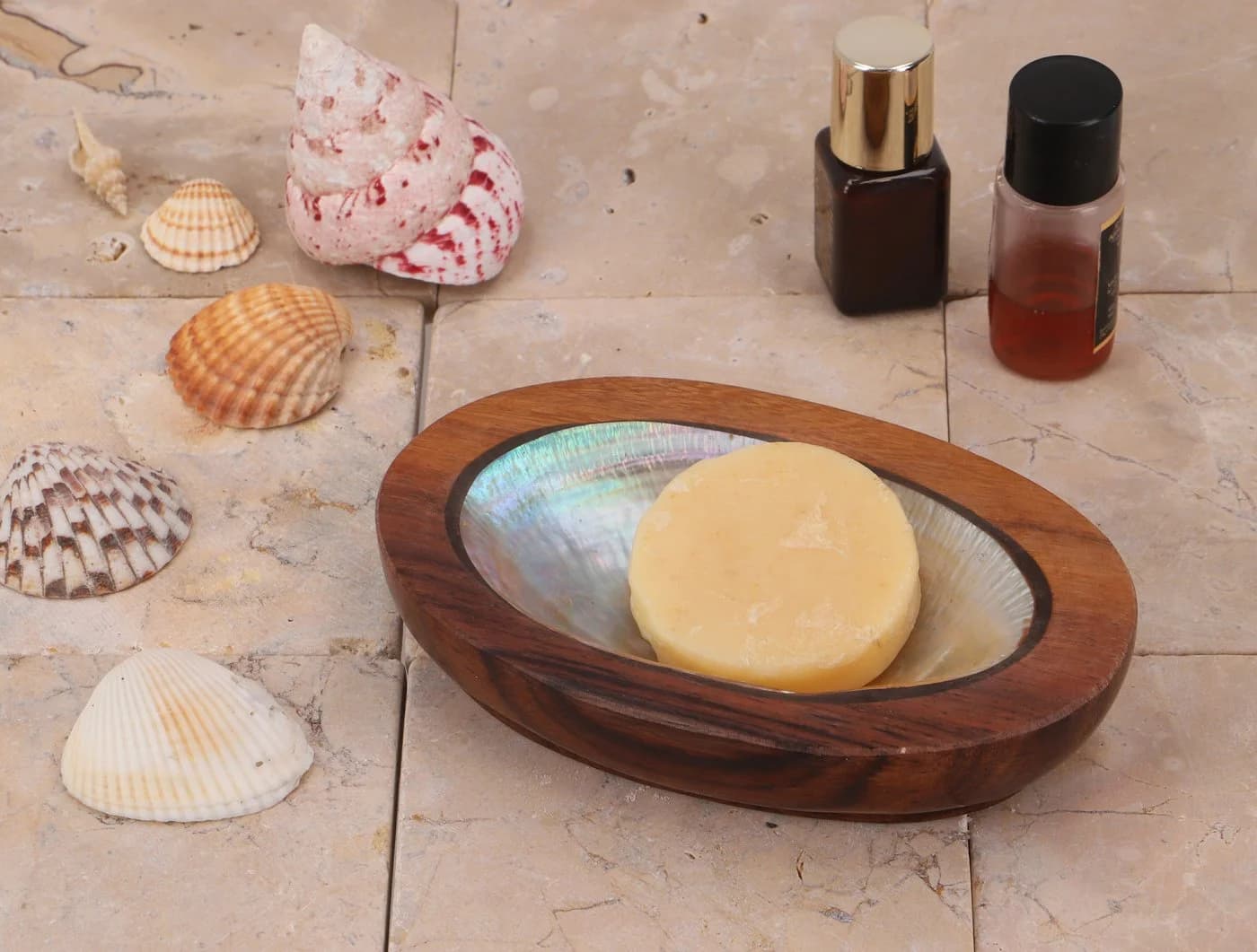 Guru-Shop Seifenschale Kokosholz mit Perlmutt