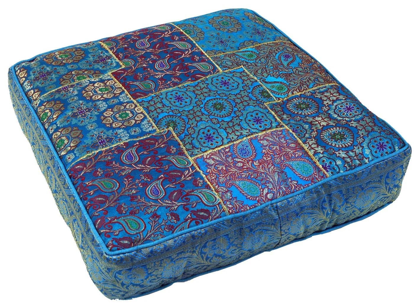 Guru-Shop Orientalisches Patchwork Sitzkissen Blau 40 cm - Bild 2