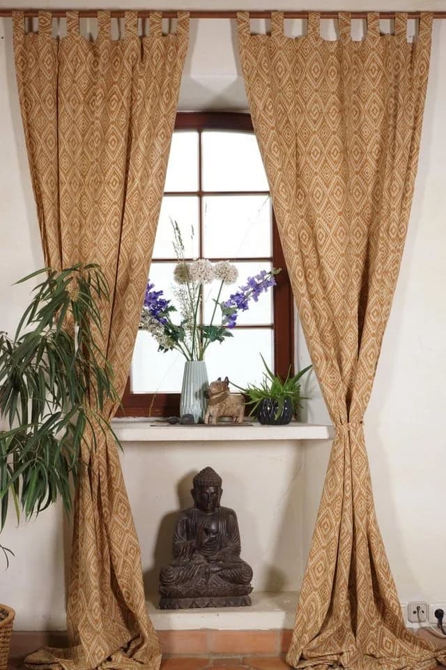 Guru-Shop Boho Vorhänge Überlang 250 cm Ikat Muster Baumwolle