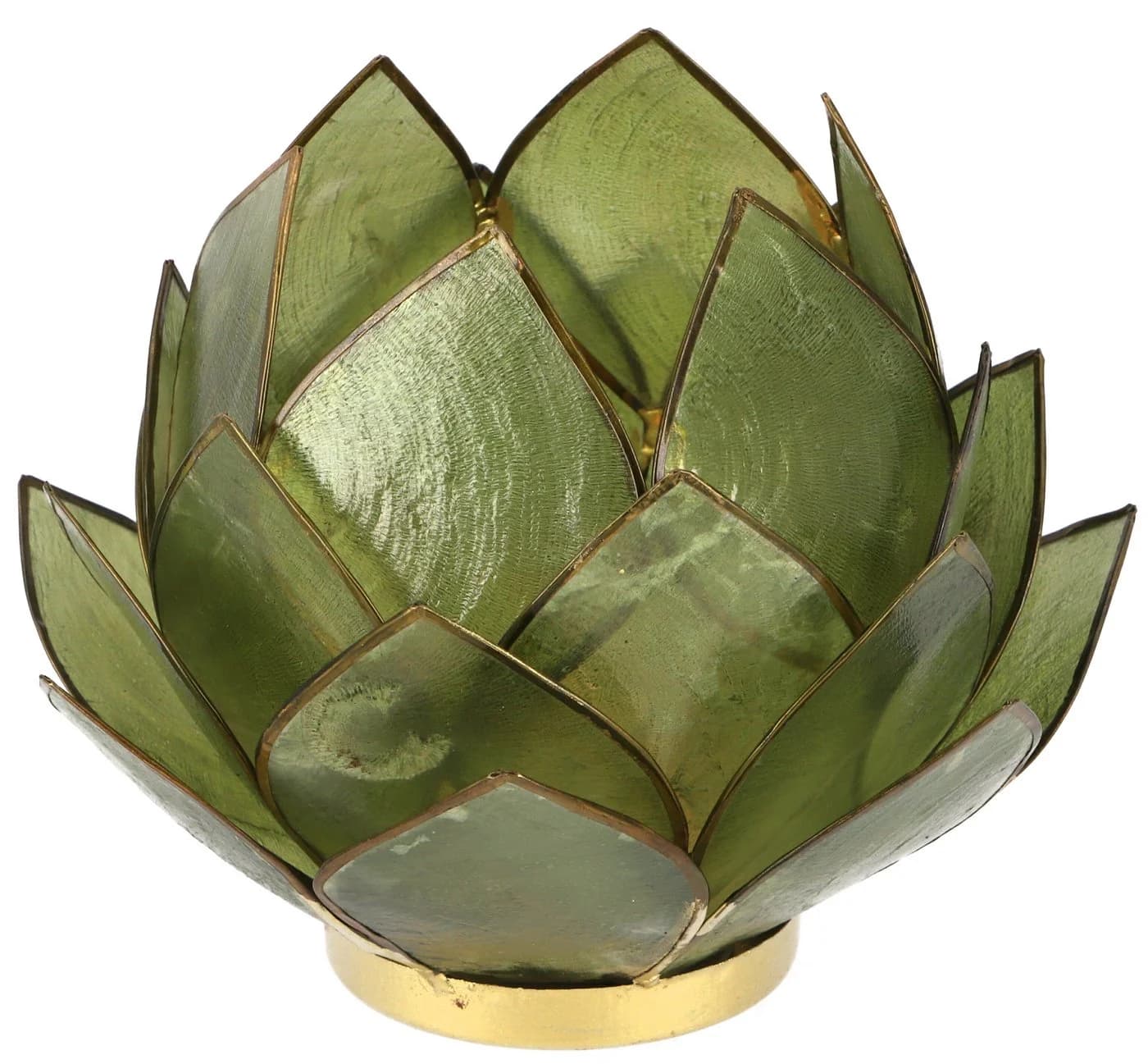 Guru-Shop Windlicht Lotus Teelicht Muschel Olivgrün - Bild 2