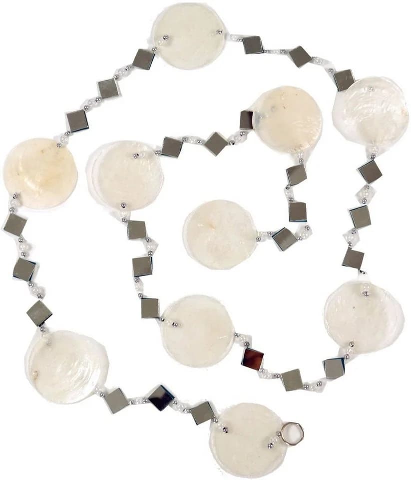 Guru-Shop Dekoobjekt Bunte Muschelkette Sonnenfänger 140 cm Weiß