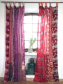 Guru-Shop Seidiger Vorhang Patchwork Rot Bild 3