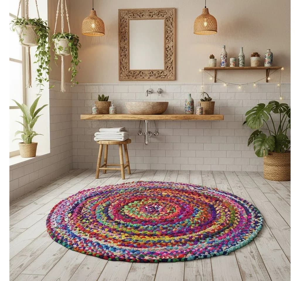 Guru-Shop Runder Flickenteppich Bunt 90 cm - Bild 4