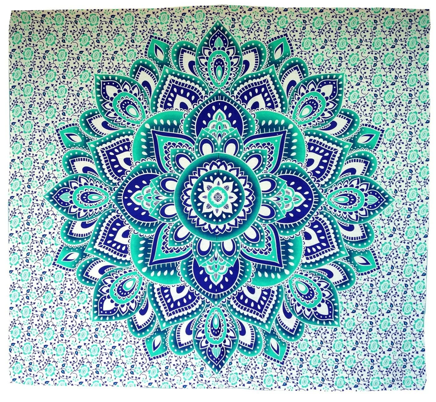 Guru-Shop Tagesdecke Boho Style Mandala Grün/Blau