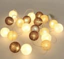 Guru-Shop LED-Lichterkette mit 20 Baumwollkugeln braun Bild 1