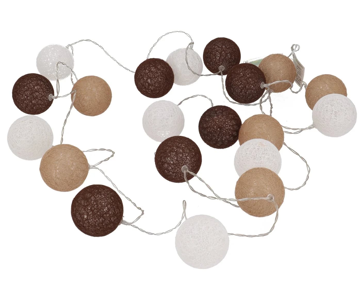 Guru-Shop LED-Lichterkette mit 20 Baumwollkugeln braun - Bild 2