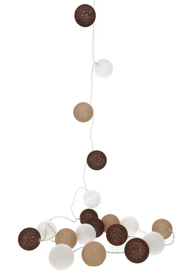 Guru-Shop LED-Lichterkette mit 20 Baumwollkugeln braun - Bild 5