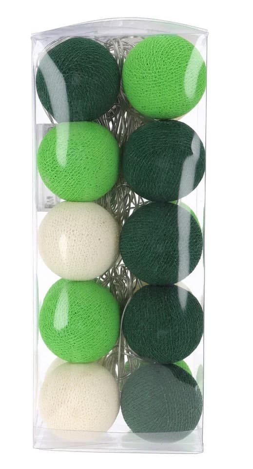 Guru-Shop LED-Lichterkette Stoffbälle Grün/Weiß 20er - Bild 3