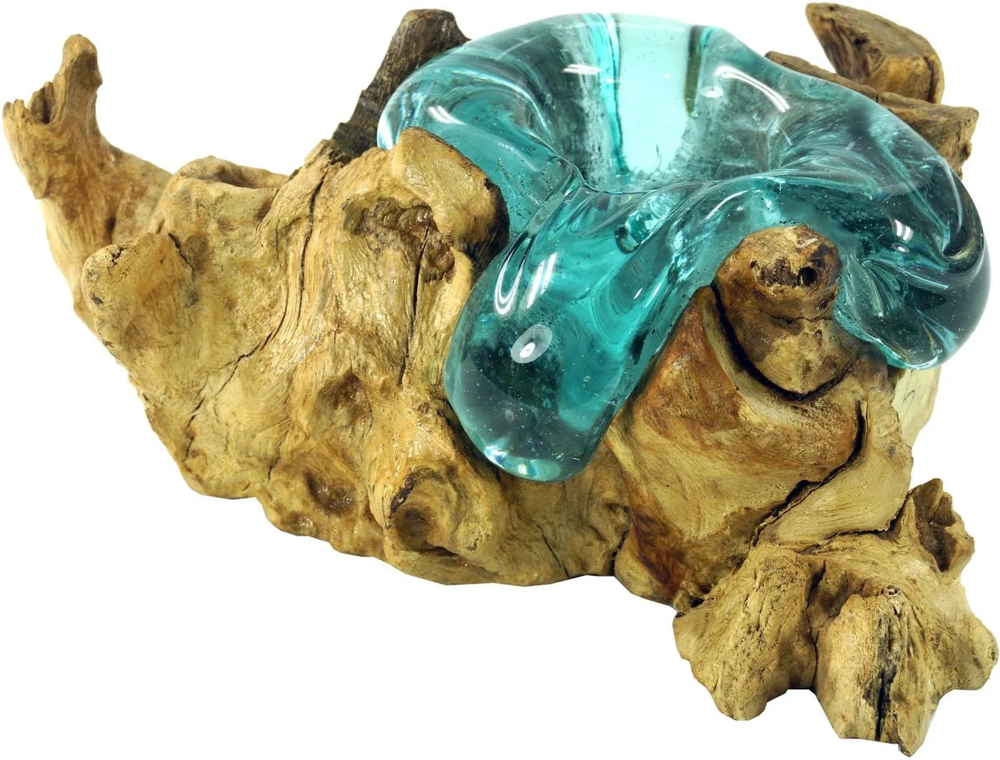 Guru-Shop Windlicht Wurzelholz mit Teelichthalter aus Glas - Bild 2